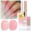 Double Rhythm Translucent Gel Polish Sheer Neutral Natural Light Milky Same Color Same Bottle 15ML Jelly UV Polish Nail Art DIY at Home (Jelly Nude Brown-A1492) Infinity Warehouse