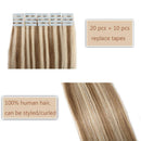 40 PCS 18 Inches Remy Tape In Hair Extensions Invisible Seamless Skin Weft Human Hair Double Side Rooted Tape In Hair Extensions Highlight Straight For Women (100g,