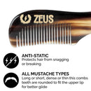 ZEUS Horn Mustache Comb for Men, Leather Case, B41 ZEUS