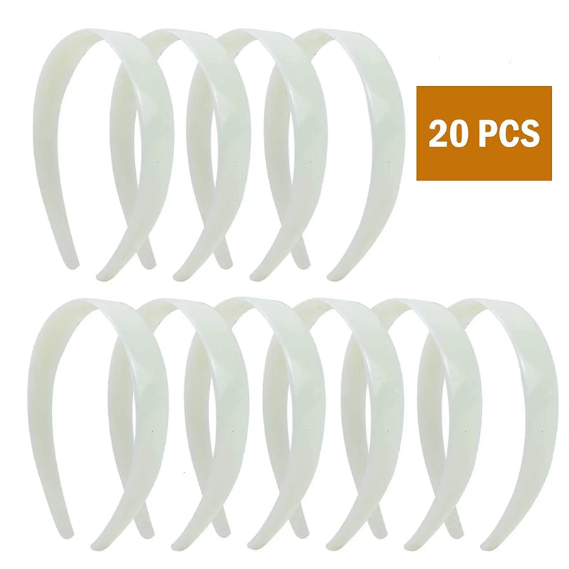 Timoo 20 Pcs Plastic Headbands, 1" Wide No Teeth Hair BandsAccessories for DIY & Craft - Perfect for Girls, Women (White) Timoo