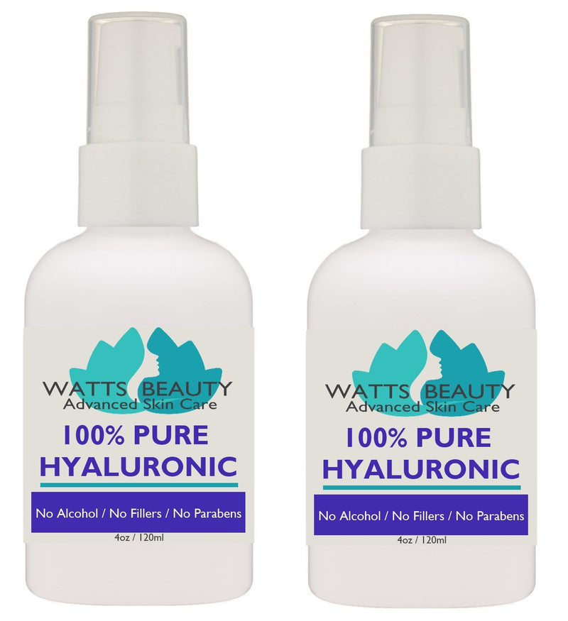Anti Aging Wrinkle Serum of 100% Pure Hyaluronic Acid for Face - No Alcohol, No Parabens, Vegan & USA - Hyaluronic Levels Simply Decrease with Age Causing Sagging, Wrinkles, Dry Skin & Fine Lines 8oz Watts Beauty
