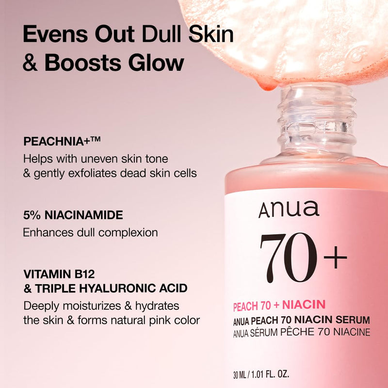 Anua Peach 70 Niacinamide Serum 30ml / brightening hydrating face serum/daily clean beauty (1.01 fl. oz.) Infinity Warehouse