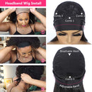 Headband Human Hair Wig Water Wave Headband Wigs Human Hair for Black Women None Lace Front Wigs Headband Wig 9A Brazilian Virgin Hair Machine Made for Beginners Natural Color 150% Density 14 Inch beafay