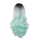 23" Natural Full Wigs Hair Long Wavy Wig Synthetic Heat Resistant (Ombre Green) Rswsp