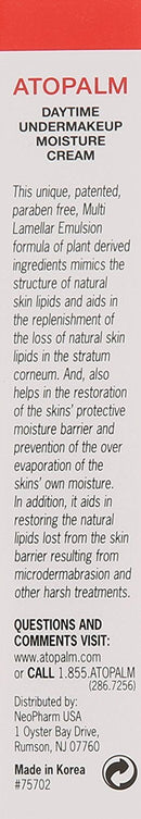 Atopalm Daytime Undermakeup Face Moisturizer and Primer, Paraben-Free, 1 ounce ATOPALM