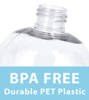 16 oz / 500 ml Clear Plastic PET Boston Round Bottle (BPA Free) with (12 pack, Gold Lotion Pump) JUVITUS