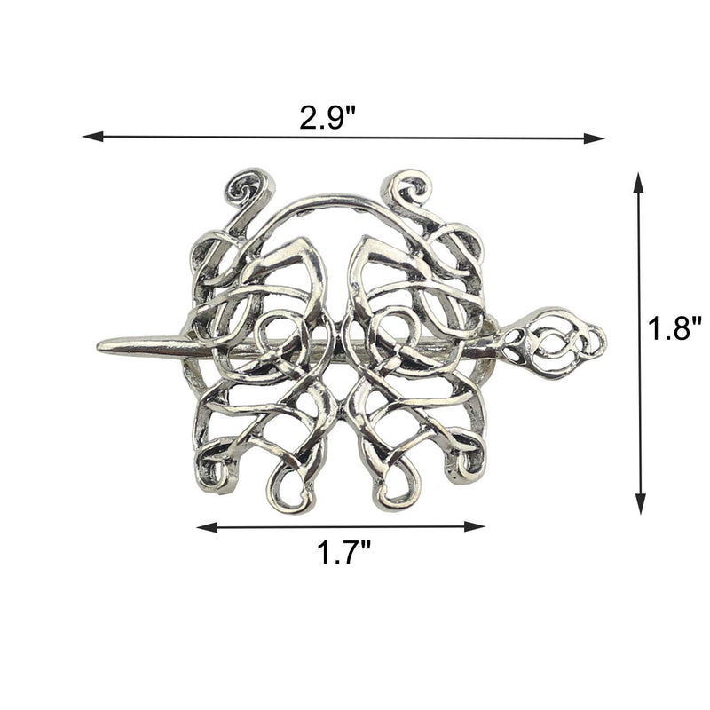Tinsow 2 Pcs Silver Celtic Dragon Hair Slide Hairpins Hair Accessories Hair Clips, Creative Hair Barrette Minimalist Hair Claw Hair Pin Hair Accessories for Women (Style T R) Tinsow