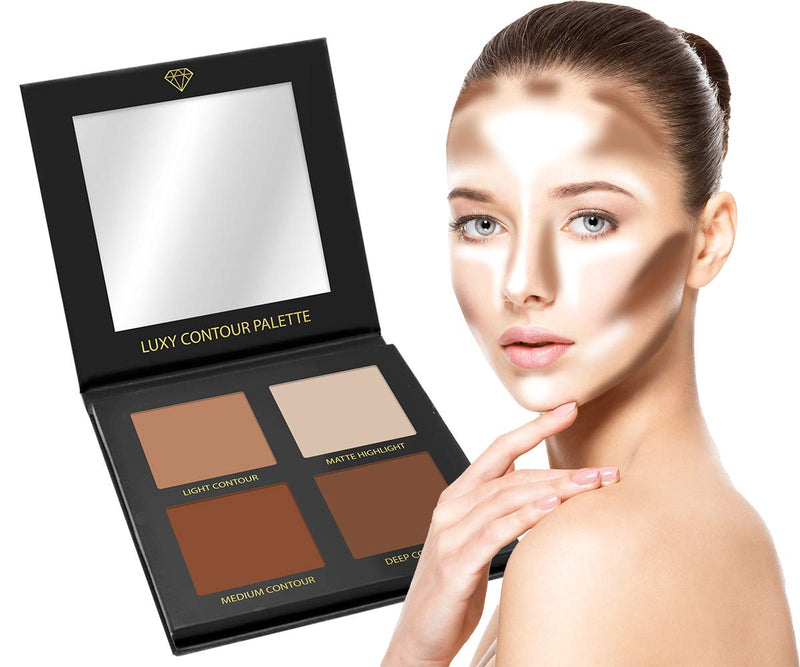 Contour Palette Powder Contour Kit - Contouring Makeup Palette With Mirror - 4 Highly Pigmented Matte Colors For Contouring And Highlighting - Vegan, Cruelty Free And Hypoallergenic Lamora