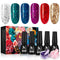 MILD EAST Gel Nail Polish Kit, 6 Colors Glitter Nail Polish Pink Green Blue Red Gold Silver Gel Nail Polish Set UV Gel Nail Polish with Acrylic Powder, Glossy/Matte Nail Polish Gift Set for Women MILD EAST
