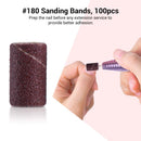 MelodySusie 100 Pcs Professional Sanding Bands Nail Manicure 180 Grit File Sand Piece Set For Nail Drill Bits MelodySusie