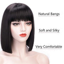 Juziviee Short Bob Hair Wigs for Women, 12'' Cute Black Hair Wig with Realistic Bangs, Natural Looking Soft Synthetic Full Wigs for Party Cosplay AD016BK1 Juziviee