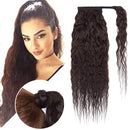 Curly Ponytail Extensions Corn Wave Pony Tails Wavy Ponytails Hair Piece With Magic Paste Fluffy Brazilian Virgin Black Ponytail Hair Clip In Pony Hair For Black Women 20"