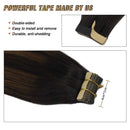 Doores 50g Hair Extensions Tape in Ombre Dark Brown to Chestnut Brown Remy Tape in Human Hair Extensions Real Hair Skin Weft Hair Extensions 20pcs 16 Inch DOORES Store