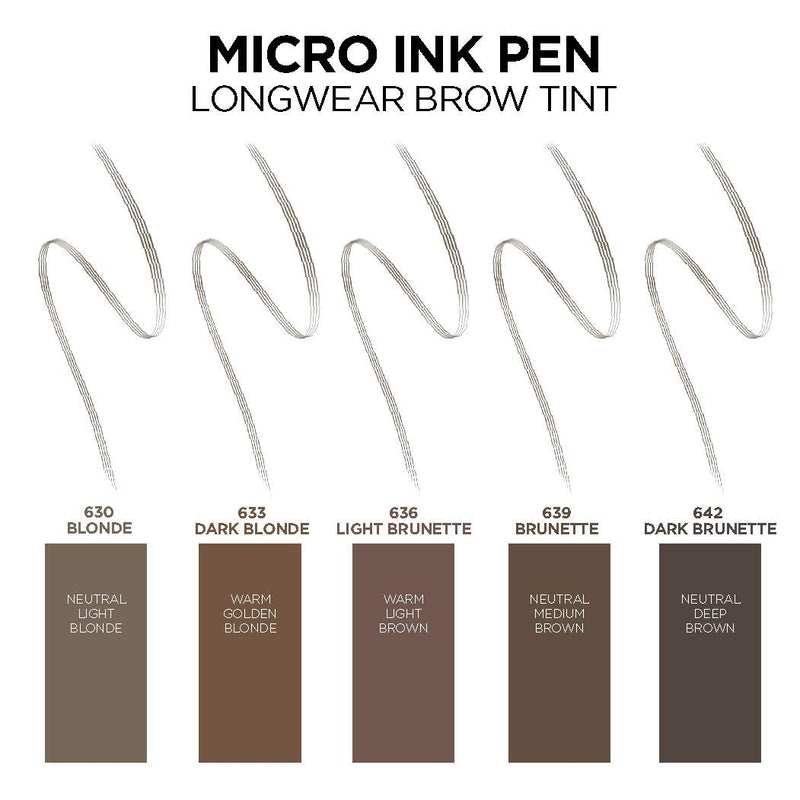 L'Oreal Paris Micro Ink Pen by Brow Stylist, Longwear Brow Tint, Hair-Like Effect, Up to 48HR Wear, Precision Comb Tip, Brunette, 0.033 fl; oz. L'Oreal Paris