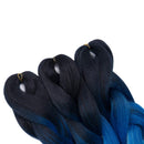 Ombre 24 inch Jumbo Braid Hair Extensions Jumbo Box Braids Crochet Hair Long for Women Kids DIY High Temperature Synthetic Fiber 3 Tones Black+ Dark Blue+ Light Blue 5 Bundles Valentines Gift Party Benehair