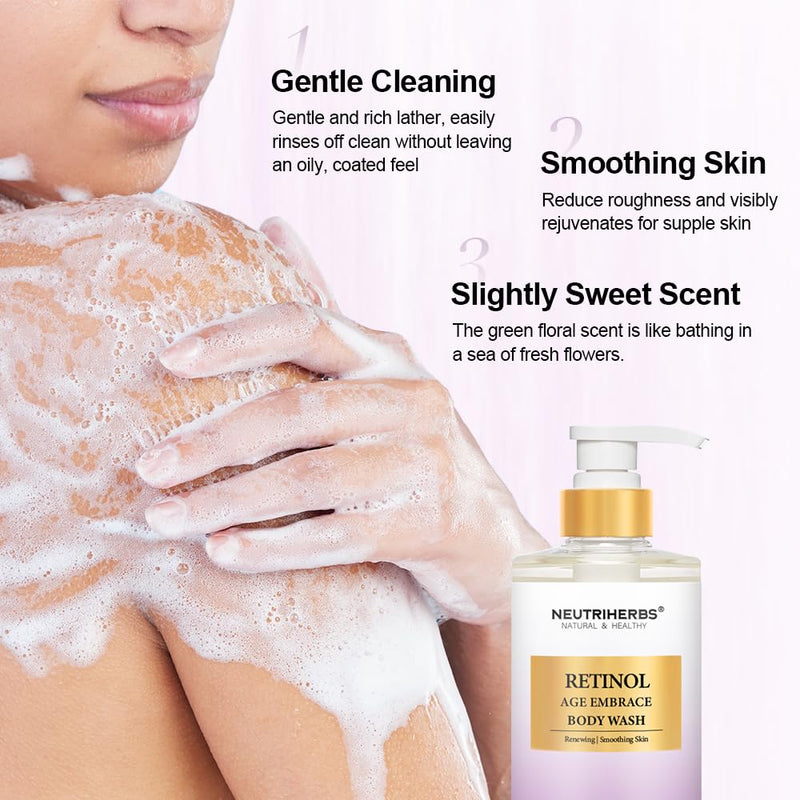 Neutriherbs Retinol Body Wash, Anti Aging/Renewing Shower Gel For Women And Men, Daily Shower Soap With Peptides, Vitamin E, Aloe Vera - Orange Blossom Scent 16.9 Fl.Oz Infinity Warehouse