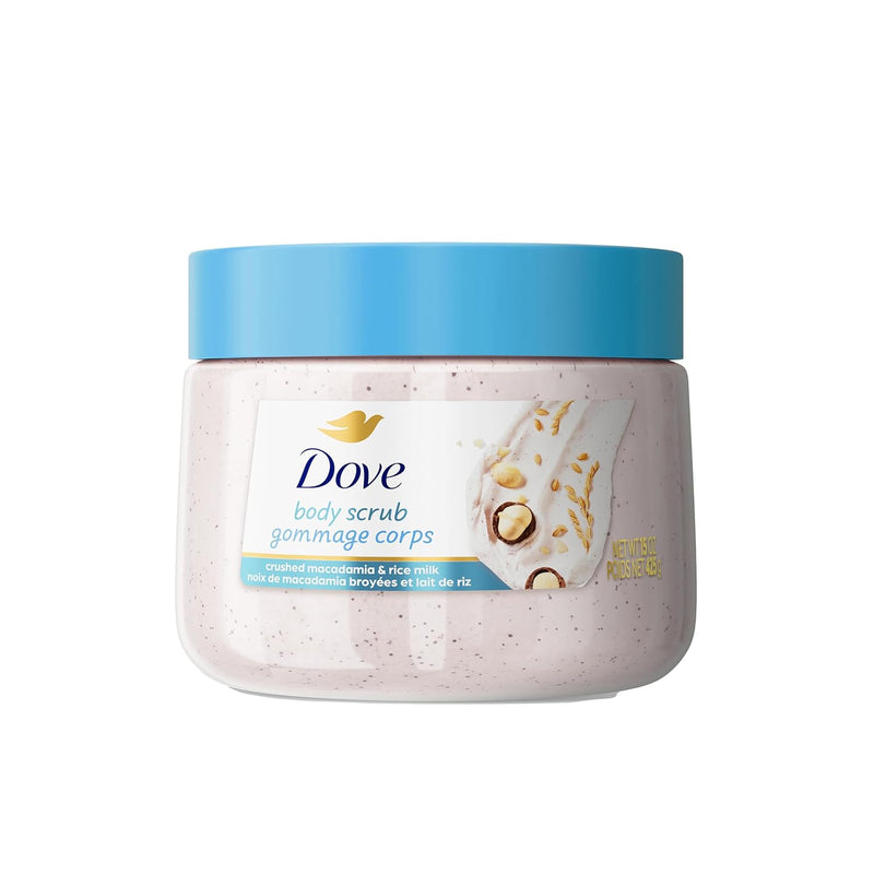 Dove Scrub Macadamia Rice Milk Body Scrub Exfoliates and Deeply Nourishes for Smooth, Radiant Skin 15 oz Infinity Warehouse