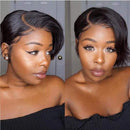 Short Pixie Cut Bob Wig Straight 150% Density Human Hair Lace Front Bob Wigs T-Part 13×6×1 Lace Frontal Wig for Black Women Pre Plucked With Babyhair Natural Hairline ( 6 inch) VIPbeauty Store