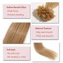 100 Strands U Tip Hair Extensions Pre Bonded Remy Human Hair Nail Tip Italian Keratin Fushion Hairpiece Long Straight Silky For Lady Girl Women