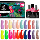 Beetles 20 Pcs Gel Nail Polish Kit, Modern Muse Collection Soak off Nail Gel Polish Nude Gray Nail Polish Pink Blue Glitter Gel Polish Starter Kit with Glossy & Matte Top Coat and Base Coat Christmas beetles Gel Polish