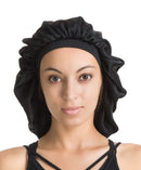 Satin Silk Bonnet Sleep Cap - Black Soft Extra Large Wide Band S Women Night Hat For Long Curly Natural Hair Cap Salon Silk Scarf Chemo Patient Slouch Slouchy, Christmas Santa Day Gifts For Women Enjoy Holiday 1981