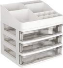 ELUCHANG Cosmetic Makeup Organizer Plastic Storage Box with Drawer Lipsticks Holder Desktop Sundry Storage Case (3 Drawers,Transparent) ELUCHANG