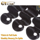 QTHAIR 12A Brazilian Virgin Hair Body Wave 3 Bundles(18 16 14,300g,Natural Black) 100% Unprocessed Brazilian Hair Bundles Weave Weft Brazilian Body Wave Remy Human Hair Extenions QTHAIR