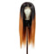 Seelaak Silky T Part Straight Wig 13x4 Transparent Lace Wig 22 Inches 150% Density Ombre Brown Straight Lace Front Wig Human Hair seelaak
