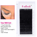 Classic Lash Extensions Mix 8-16mm 16Rows 0.15 C Curl Silk Eyelash Extensions Black Single Individual Eyelash Extensions Professional (16 Rows 0.15 C Mix 8-16mm) FADLASH Store