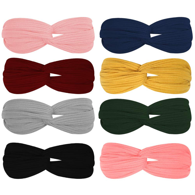 3 otters Women's Headbands, 8PCS Fashion Headbands for Women Cloth Headband Boho Stretchy Hair Bands, Hair Accessories 3 otters Store