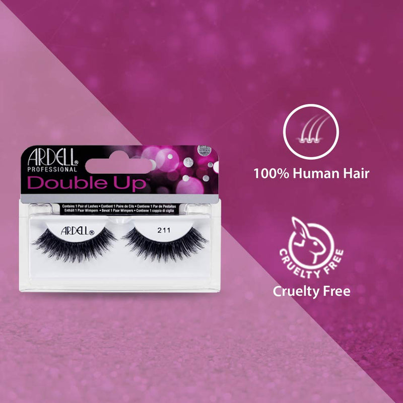 Ardell False Eyelashes Double up 211, Delicate Feminine Aura effect, 4 pack Ardell