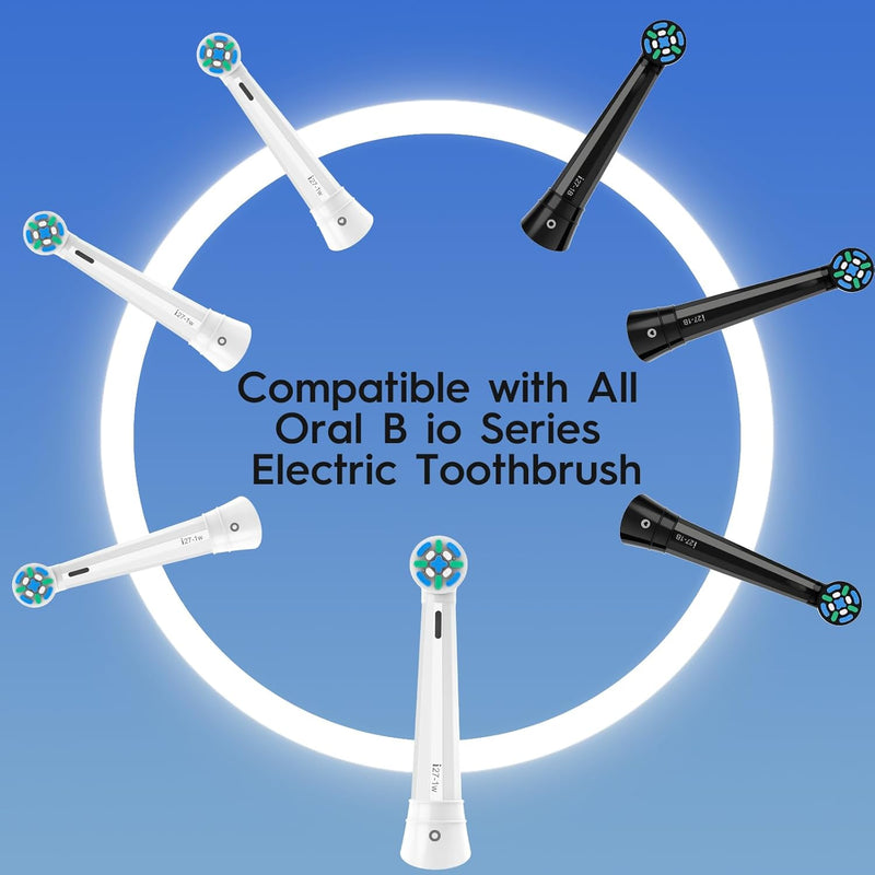 Replacement Heads Compatible with Oral B iO, Brush Heads for iO 2 3 4 5 6 7 8 9 10 Series, 8 Count Toothbrush Heads for Gentle Care Teeth, Black/White - Infinity Warehouse