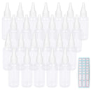 Trendbox 2oz Clear Plastic Bottles Applicator with Twist Top Cap BPA-Free For Hair Oils and Liquids 24 Pack with 24pcs Labels TRENDBOX