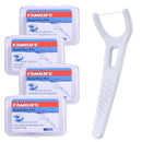 Dental Floss, FAMILIFE Unwaxed Dental Floss Picks Unflavored Fluoride Free Back Teeth Toothpicks Flossing Flossers Threaders Sticks with 4 Travel Handy Cases 120 Count FAMILIFE