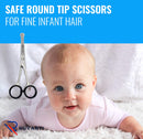 Ruvanti Round Headed Nose Hair Scissors/Safety Scissors for Kids & Infants -5.2" German Stainless Steel Baby Scissors/Baby Nail Scissors.Facial Hair Scissors/Beard Trimming Scissor/Mustache Scissor. RUVANTI