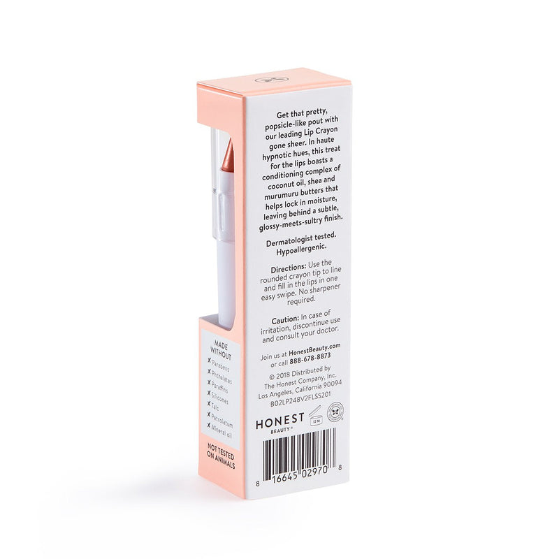 Honest Lip Crayon Lush Sheer - Rose Women Lipstick 0.105 oz Honest Beauty