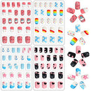 96 Pcs Kids Fake Nails Press on Nails for Girls Pre-glue Full Cover Short False Nails Children Nails Lovely Gift for Children(Refreshing and Cute) JANYUN
