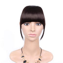 LEEONS Clip on Bangs Fringe Hair Extensions 6" Short Straight Clips in Hair Bang False Flat Hairpiece Two Side Darkest Brown(2