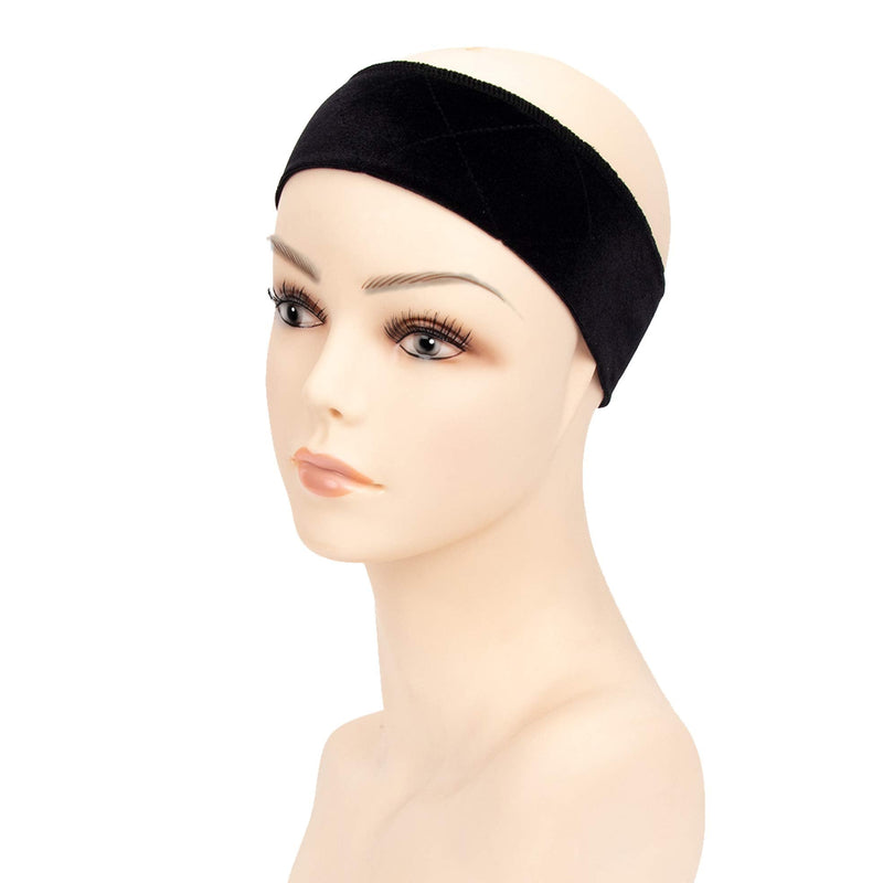 GEX Beauty Flexible Velvet Wig Grip Wig Band Scarf Head Hair Band Adjustable Fastern(Deep Black) gexworldwide