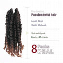 8 Packs Passion Twist Crochet Hair 10 inch Short Bohemian Braids Synthetic Hair Extensions (10Inch,T30) LEONYERI Store