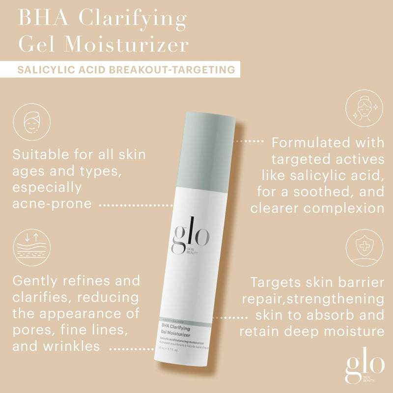 Glo Skin Beauty BHA Clarifying Gel Moisturizer – Oil Free Face Moisturizer for Acne-Prone & Oily Skin, With Salicylic Acid to Refine & Balance, Reducing the Appearance of Pores Infinity Warehouse