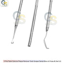 3 PCS TARTAR CALCULUS PLAQUE REMOVER TOOTH SCRAPER DENTAL MIRROR & PROBE