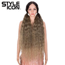 Style Icon 41" Lace Front Wigs Long Wavy Synthetic Wigs with Baby Hair Half Hand Tied 130% Density Wigs (41", TAT4/10/16A) Style Icon Store