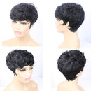 VCK Short Pixie Cut Wigs for Black Women Natural Wavy Synthetic Hair Wigs Short Layered Heat Resistant Wigs 1B Color VCK
