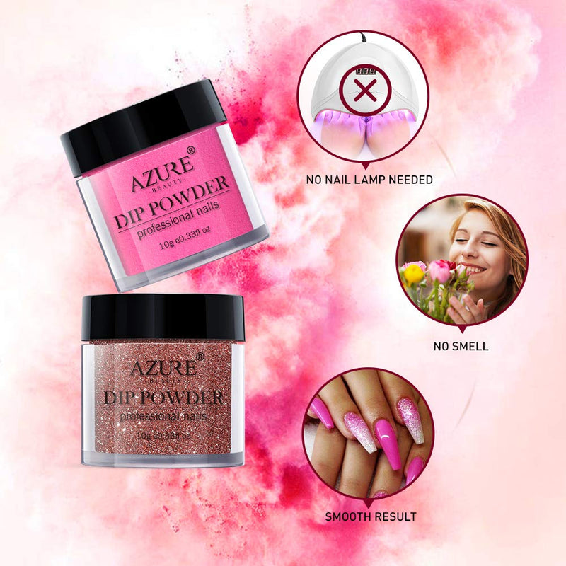 AZUREBEAUTY 20 Colors Rainbow Candy Glitter Dipping Powder Nail Starter Kit Acrylic Dipping Powder System Essential Kit for French Nail Manicure Nail Art Set AZUREBEAUTY Store