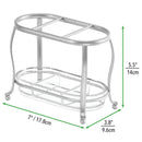 mDesign Decorative Makeup Brush Storage Organizer Tray Stand for Bathroom Vanity Counter Tops, Dressing Tables, Cosmetic Stations - 3 Sections with Removable Bottom Tray - Chrome/Clear mDesign