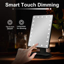 COSMIRROR Lighted Makeup Vanity Mirror with 10X Magnifying Mirror, 21 LED Lighted Mirror with Touch Sensor Dimming, 180°Adjustable Rotation, Dual Power Supply, Portable Cosmetic Mirror (Black) COSMIRROR