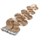 Wavy Tape in Hair Extensions 100g 40cps 100% Human Hair Body Wave 22 inch Dark Blonde Long Soft Remy Hair Skin Weft Seamless Invisible Double Side Tape