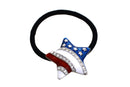 Patriotic Star Ponytail Holder by Crystal Avenue | Stretchy Elastic Hair Tie | Silvertone and Enamel with Crystal Accents Crystal Avenue