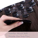 Maxfull Seamless Clip In Human Hair Extensions Chocolate Brown, Soft Skin Weft Remy Hair Extension Clip On Human Hair, 7pcs, 18inch, 110g Maxfull Store